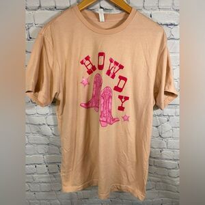 Howdy Shirt Vintage Look Rodeo Cowgirl Graphic Western Country Concert T-shirt L